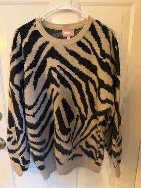 Show Me Your Mumu Bonfire Sweater Catwalk Zebra Animal Print Size M